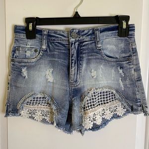 NWT Vanilla Star High Rise Crochet Boho Jean Short